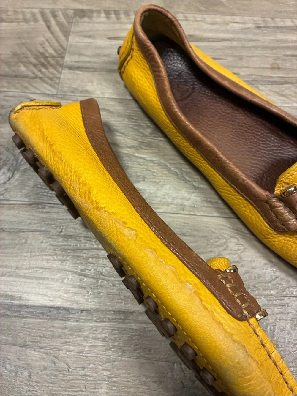 Tory Burch Daria Soft Leather Loafers Mocassin Gold Logo Accent - Picture 8 of 13